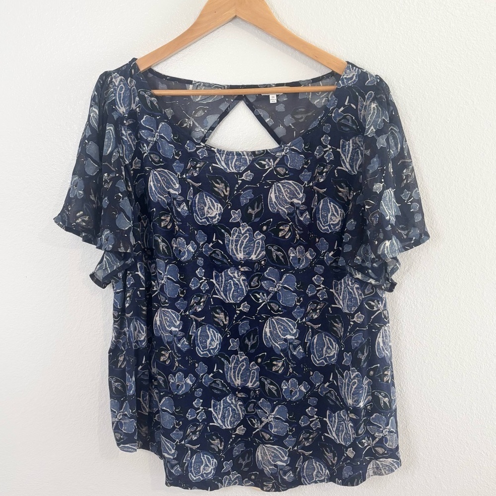 Lucky Brand Boho Sheer Flutter Sleeve Blouse Top Size 2X – Feminine Romantic